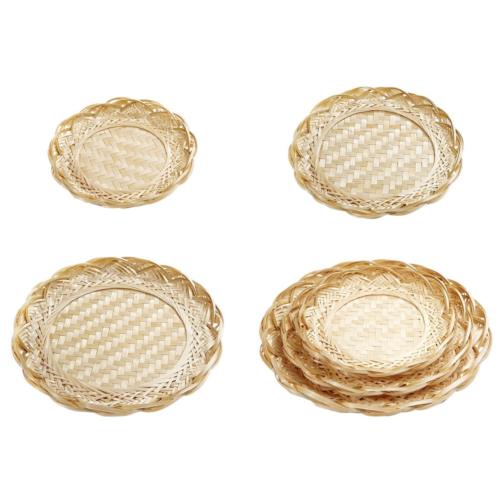 Food Snacks Basket - Cesta de Bambú, Bandeja para Almacenamiento