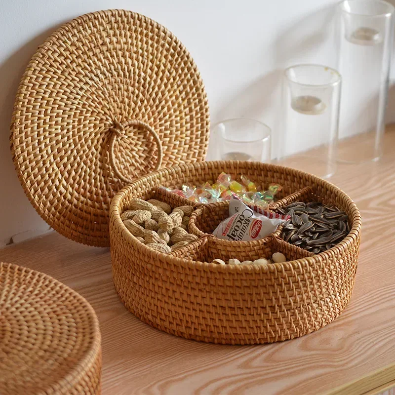Food Snacks Basket - Caja de ratán natural con 5