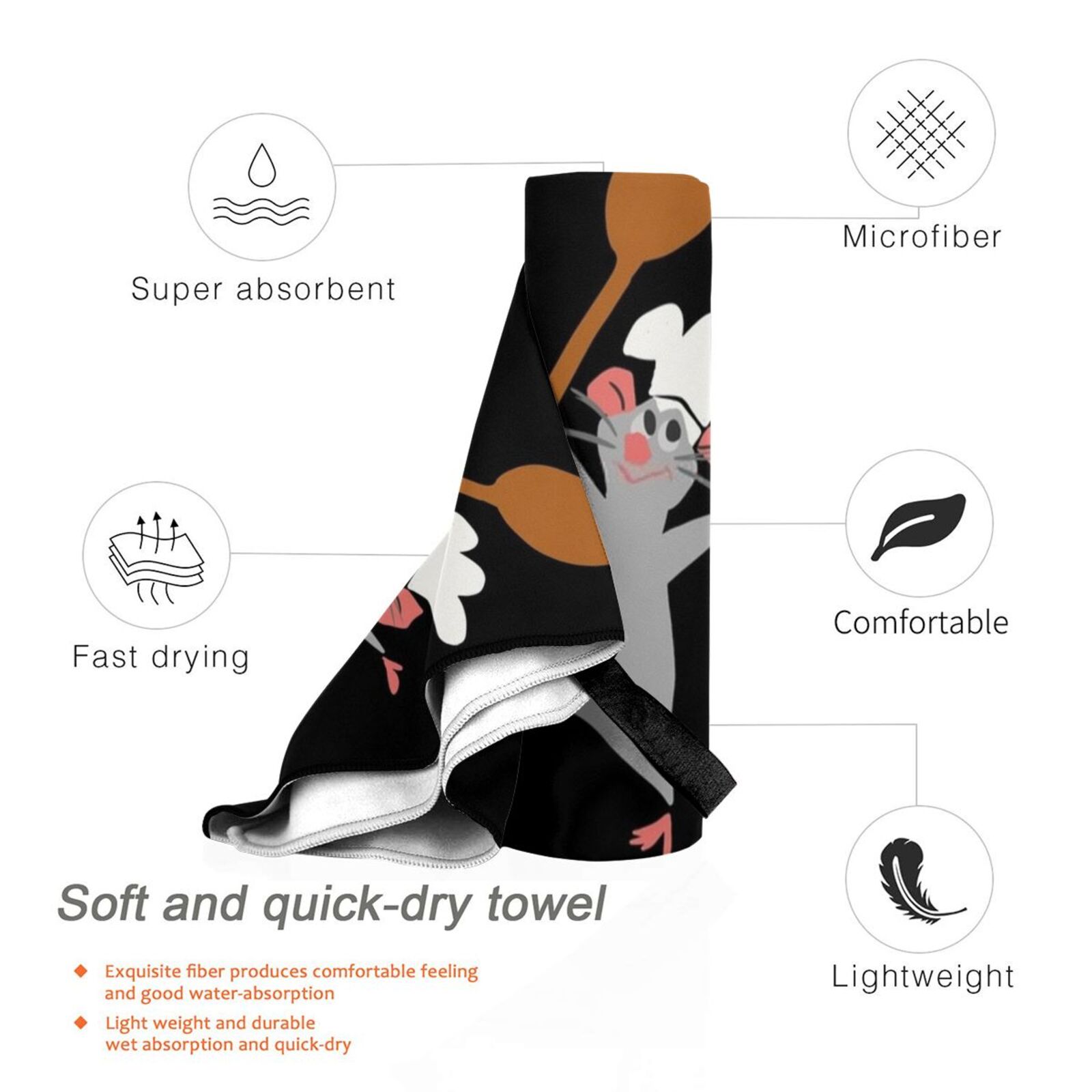 Chef Rat Toalla de baño Cojín  - Quick Food Snacks reseña y precio