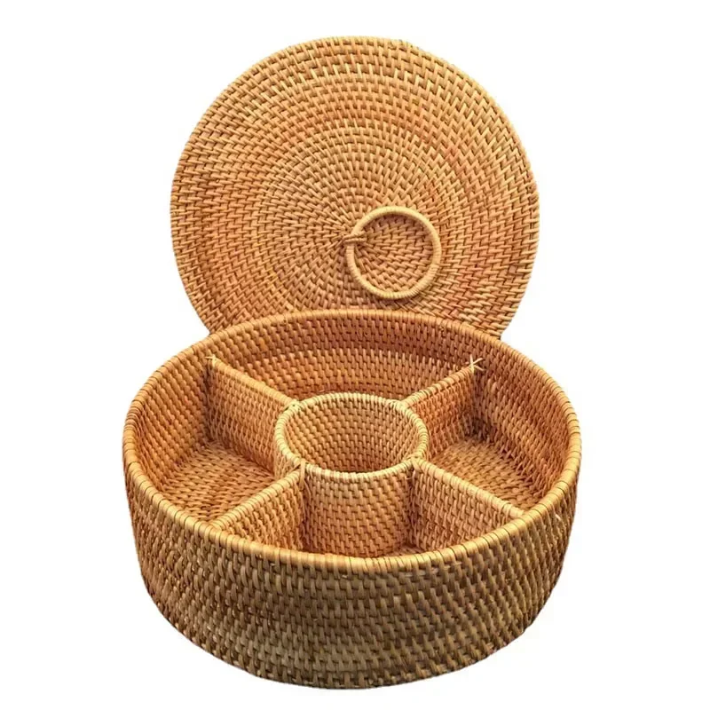 Caja de ratán natural con 5 co - Food Snacks Basket reseña y precio